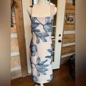 Donna Karan Blue and Cream Floral Midi Dress 16